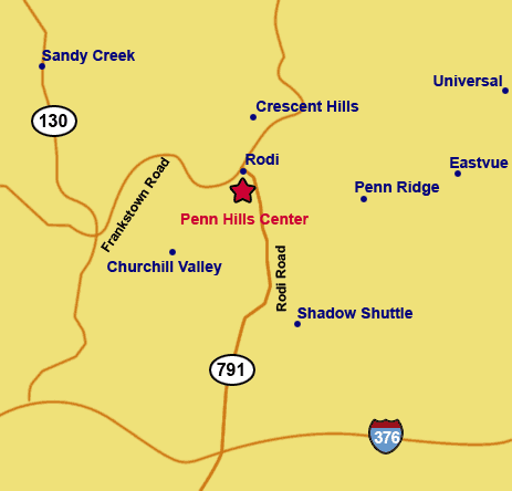 map of area around Penn Hills Center