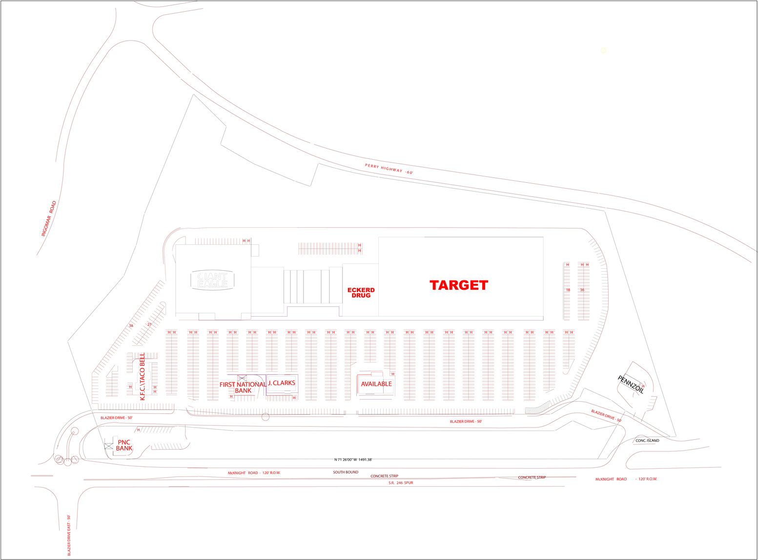 Site Plan drawing for Pine Creek Plaza