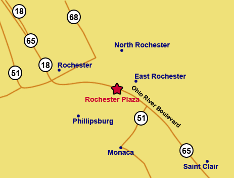 map of area around Rochester Plaza