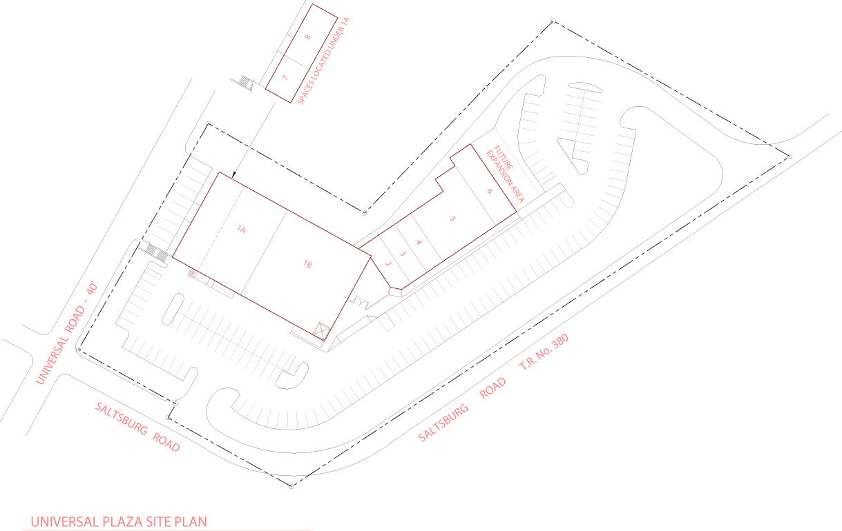 Site Plan drawing for Universal Plaza
