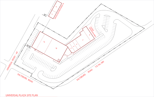 Site Plan drawing for Universal Plaza
