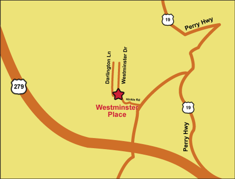 map of area around Rochester Plaza