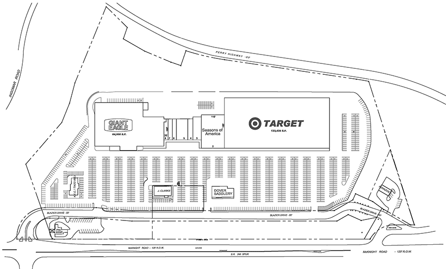 Site Plan drawing for Pine Creek Plaza